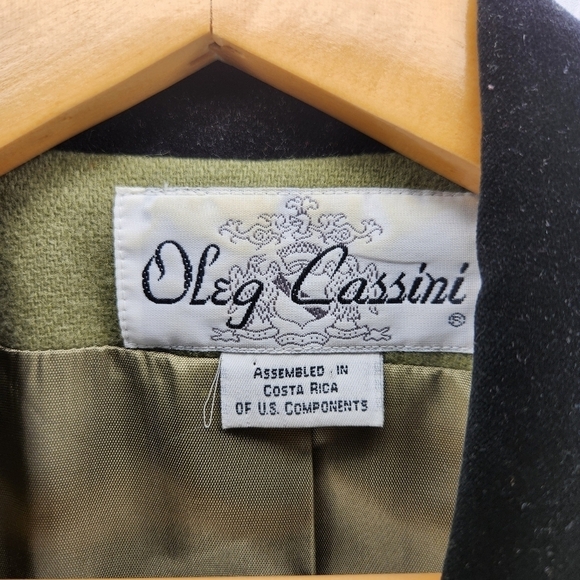 Vintage 80s Double Breasted Velvet Collar Khaki Neutral Blazer Jacket - Picture 4 of 9